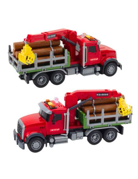 WOOPIE Ciężarówka z Ruchomym Dźwigiem do Drewna Dźwięk Światła 1:14