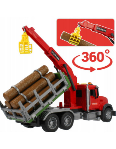 WOOPIE Ciężarówka z Ruchomym Dźwigiem do Drewna Dźwięk Światła 1:14