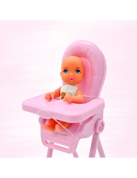 WOOPIE Lalka Mama Bobas Krzesełko do Karmienia Zestaw Akcesoria