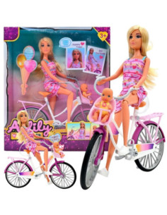 WOOPIE Lalka Mama Rowerzystka Bobas w Foteliku Rower