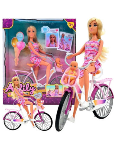 WOOPIE Lalka Mama Rowerzystka Bobas w Foteliku Rower