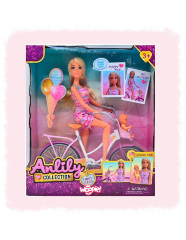 WOOPIE Lalka Mama Rowerzystka Bobas w Foteliku Rower