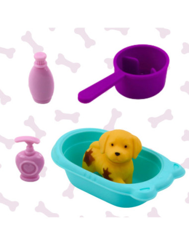 WOOPIE Laleczka z Pieskiem Wanną i Akcesoriami Do Pielęgnacji Pupila