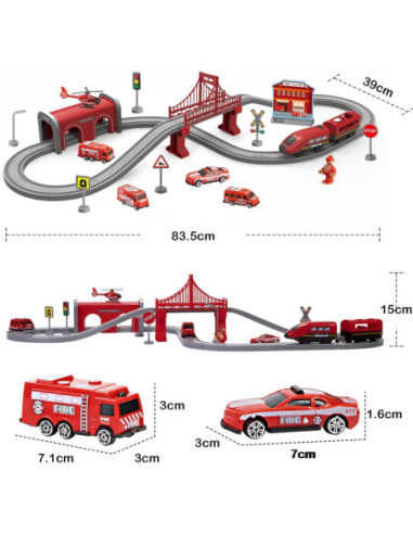 WOOPIE Zestaw Kolejka Elektryczna Pendolino Straż Pożarna 66el.