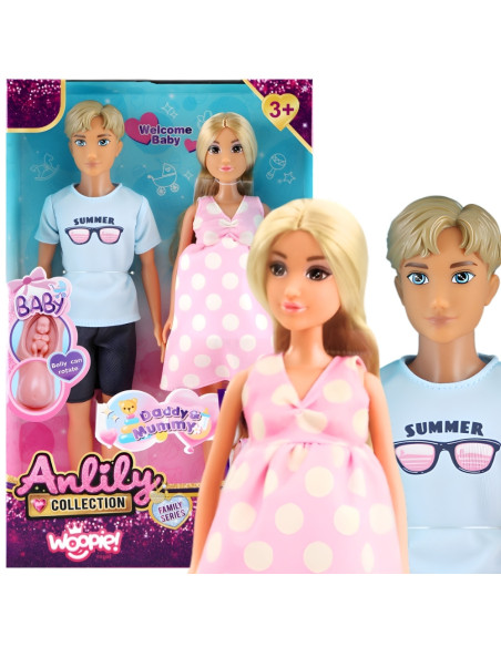 WOOPIE Zestaw Lalek Rodzina Lily w Ciąży Tata Niemowlak