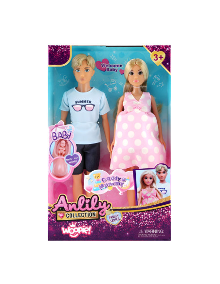WOOPIE Zestaw Lalek Rodzina Lily w Ciąży Tata Niemowlak