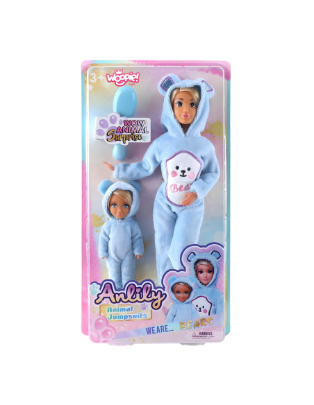 WOOPIE Lalki Kombinezony Niebieskie Misie Zestaw 2szt.