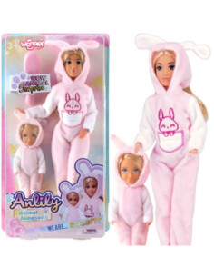 WOOPIE Lalki Kombinezony Różowe króliczki Zestaw 2szt.