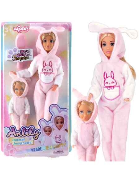 WOOPIE Lalki Kombinezony Różowe króliczki Zestaw 2szt.