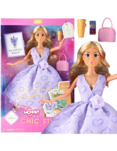 WOOPIE ROYAL Lalka Długie Blond Włosy 30 cm Lawendowa Suknia Akcesoria