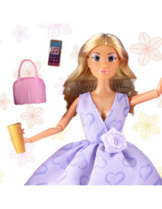 WOOPIE ROYAL Lalka Długie Blond Włosy 30 cm Lawendowa Suknia Akcesoria 2