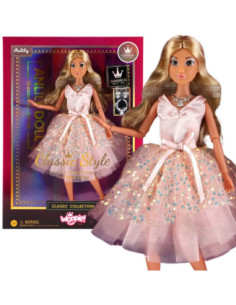 WOOPIE ROYAL Lalka Lily 30 cm Długie Blon Włosy Różowa Suknia Biżuteria