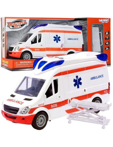 WOOPIE Pogotowie Karetka Ambulans Nosze w Zestawie + Sygnały Dźwiękowe I Świetlne
