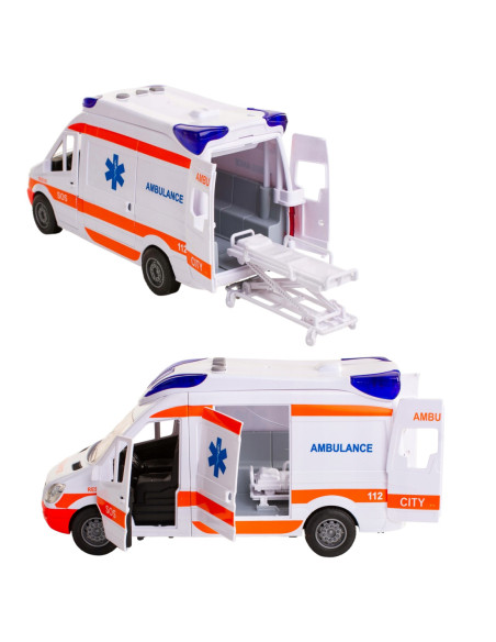 WOOPIE Pogotowie Karetka Ambulans Nosze w Zestawie + Sygnały Dźwiękowe I Świetlne