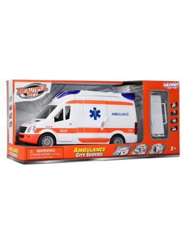 WOOPIE Pogotowie Karetka Ambulans Nosze w Zestawie + Sygnały Dźwiękowe I Świetlne