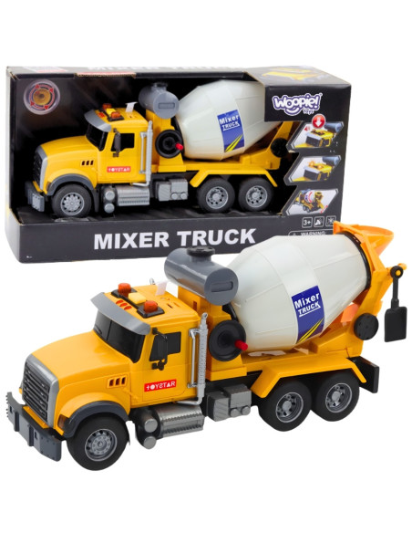 WOOPIE Ciężarówka Betoniarka Obrotowy Bęben Światła Dźwięki Żółta