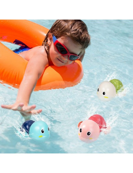 Woopie the Turtle Swimming Wind-Up Bath Toy Blue