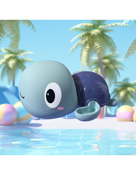 Woopie the Turtle Swimming Wind-Up Bath Toy Blue