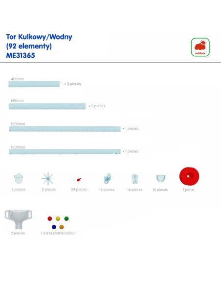 MATSERKIDZ Zestaw do Budowy Toru Wodnego 92el. dla Dzieci