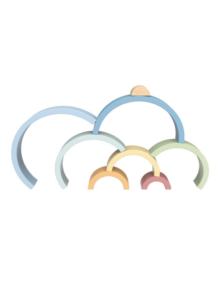 Tooky Toy Tęcza - Drewniana Układanka Montessori Pastelowe Klocki