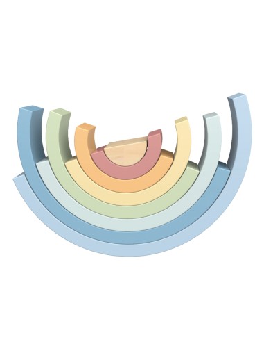 Tooky Toy Tęcza - Drewniana Układanka Montessori Pastelowe Klocki