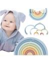 Tooky Toy Tęcza - Drewniana Układanka Montessori Pastelowe Klocki
