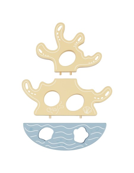 TOOKY TOY Drewniany Zestaw Morskich Zabawek Wieża Balansująca Łowienie Ryb Figurki 23 Elementy