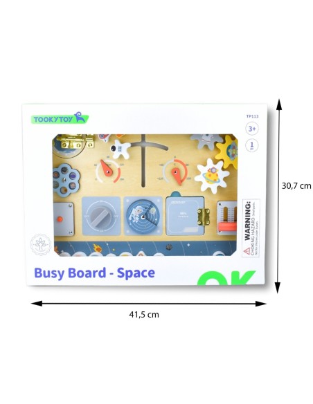 TOOKY TOY Drewniana Tablica Edukacyjna Montessori Astronauta Statek Kosmiczny