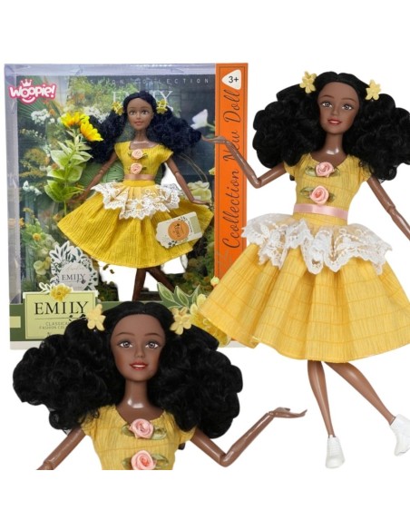WOOPIE ROYAL Lalka Emi 32 cm Modny Strój i Piękne Czarne Włosy