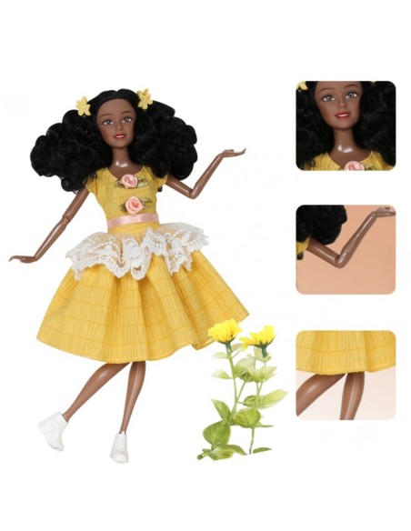 WOOPIE ROYAL Lalka Emi 32 cm Modny Strój i Piękne Czarne Włosy