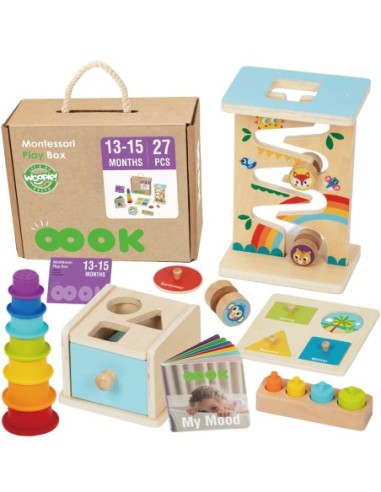 WOOPIE GREEN Pudełko Box 6w1 13-15m Montessori Edukacyjne Sensoryczne