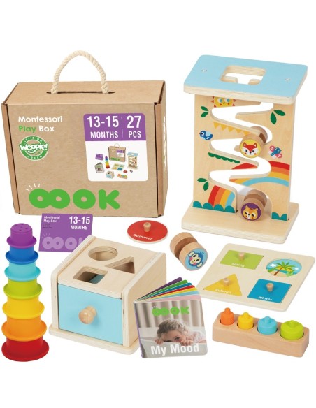 WOOPIE GREEN Pudełko Box 6w1 13-15m Montessori Edukacyjne Sensoryczne