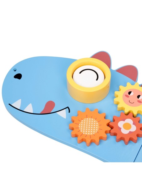 WOOPIE GREEN Drewniana Ścienna Tablica Manipulacyjna Dinozaur Montessori