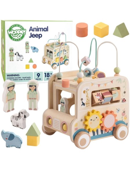 WOOPIE GREEN Drewniana Kostka Aktywności Samochód Terenowy Safari