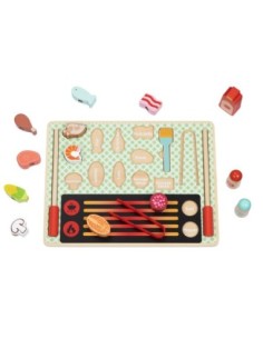 TOOKY TOY Drewniany Zestaw do Grillowania Tablica Edukacyjna