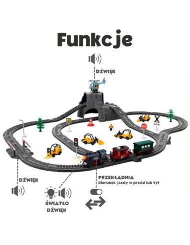 WOOPIE Elektryczna Kolejka Retro Lokomotywa elektryczna + 2 Wagony – Zestaw 76 elementów