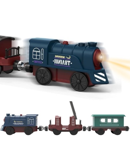 WOOPIE Elektryczna Kolejka Retro Lokomotywa elektryczna + 2 Wagony – Zestaw 76 elementów