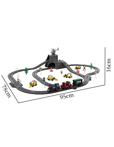 WOOPIE Elektryczna Kolejka Retro Lokomotywa elektryczna + 2 Wagony – Zestaw 76 elementów