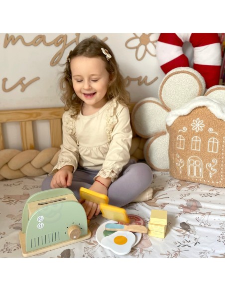 WOOPIE GREEN Drewniany Toster Zestaw Śniadaniowy z Akcesoriami