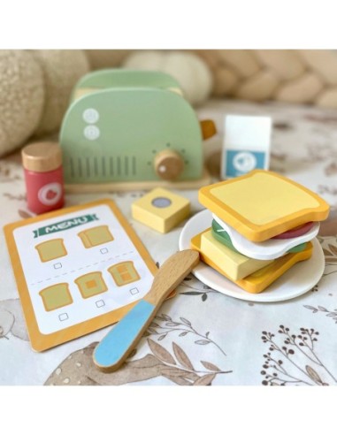 WOOPIE GREEN Drewniany Toster Zestaw Śniadaniowy z Akcesoriami