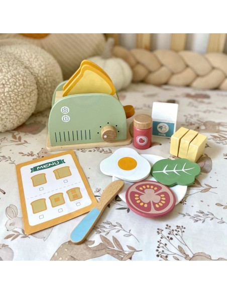 WOOPIE GREEN Drewniany Toster Zestaw Śniadaniowy z Akcesoriami