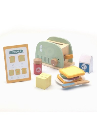 WOOPIE GREEN Drewniany Toster Zestaw Śniadaniowy z Akcesoriami