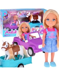 WOOPIE ROYAL Lalka Niki Zestaw z Koniem Samochodem i Przyczepą