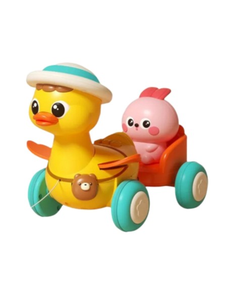 WOOPIE BABY Żółta Kaczuszka z Różowym Króliczkiem w Przyczepce do Ciągnięcia