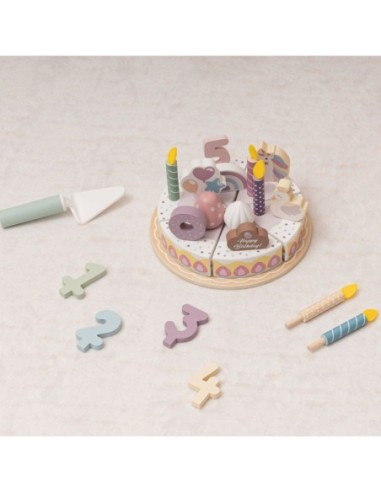 TOOKY TOY Drewniany Tort Urodzinowy Krajalny Na Rzepy