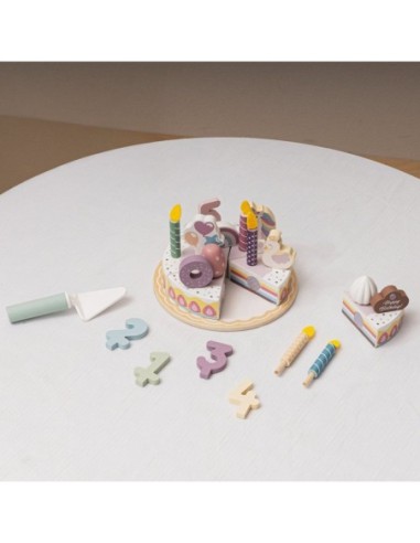 TOOKY TOY Drewniany Tort Urodzinowy Krajalny Na Rzepy