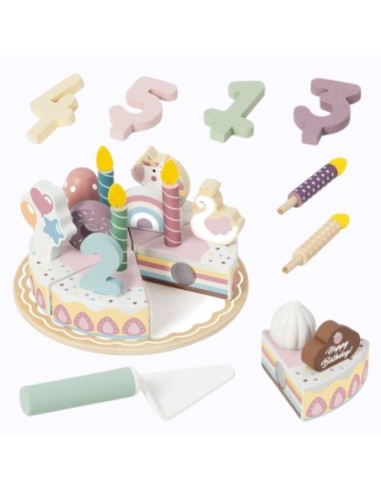 TOOKY TOY Drewniany Tort Urodzinowy Krajalny Na Rzepy