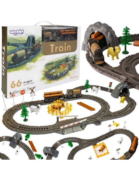 WOOPIE Kolejka Lokomotywa XL na Baterie z Balami Drewna 66ele