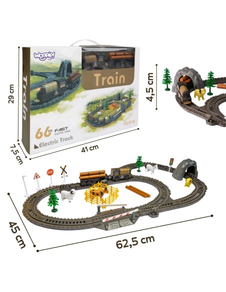 WOOPIE Kolejka Lokomotywa XL na Baterie z Balami Drewna 66ele