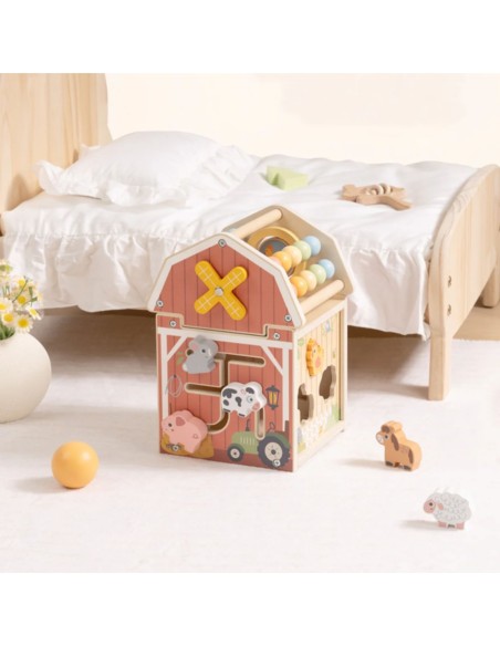 TOOKY TOY Drewniana Stodoła Aktywności Sorter Liczydło Montessori